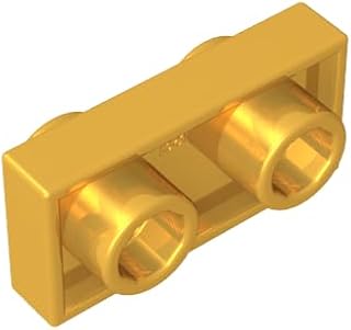 Gobricks 1x2 Double Sided Board 50 Pieces High-Precision MOC Building Bricks Replacement Parts Compatible with Lego Bricks GDS-1581-Metallic Gold