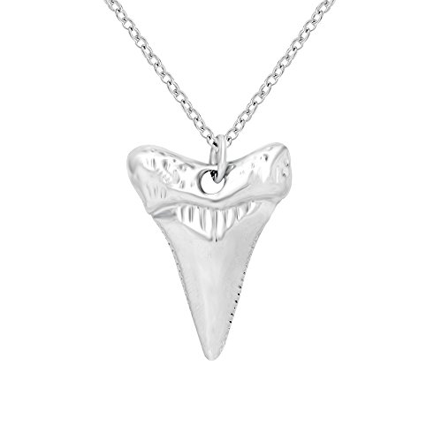 NOUMANDA Shark Tooth Necklace Silver Pendant Teeth Druzy Pendant Necklace2