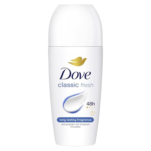 Dove Classic Women's Antiperspirant Deodorant Roll On for 48 hour protection and underarm care with ¼ moisturising cream 50 ml, Pack of 6