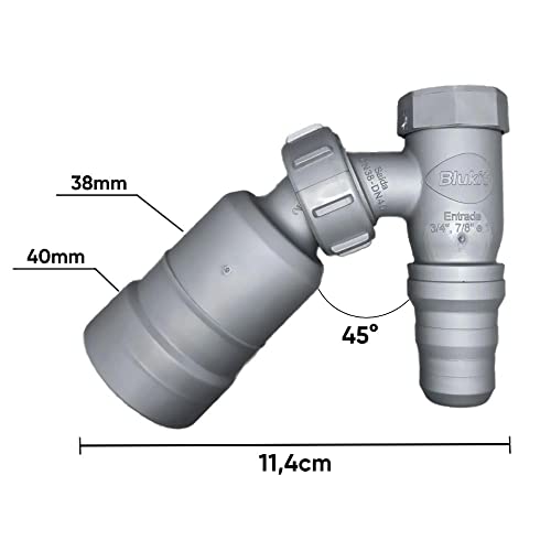 ADAPTADOR ARTICULADO 45° CINZA C/RETENCAO P/MAQUINA DE LAVAR ROUPA E LOUCA