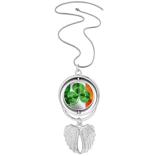 Pendentif drapeau irlandais ailes d'ange, un collier rotatif symbolique à offrir