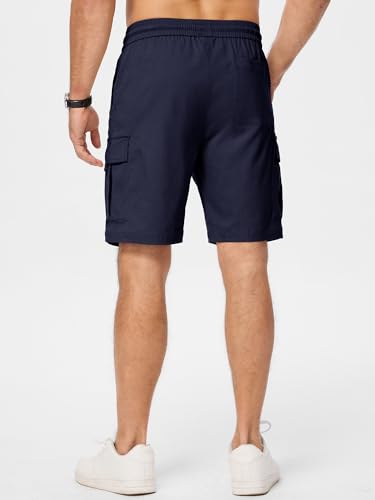 Image of JMIERR Men's Casual Stretch Cargo Shorts | Drawstring Elastic Waist, Multi Pockets, Summer Work Short, Classic