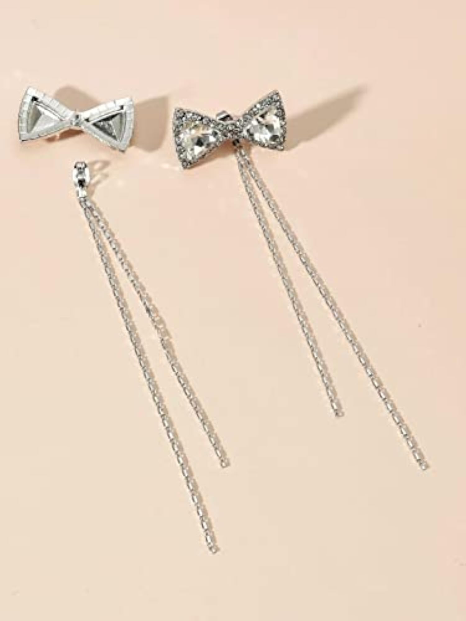 Crystal Bow Long Chain Danglers for Women