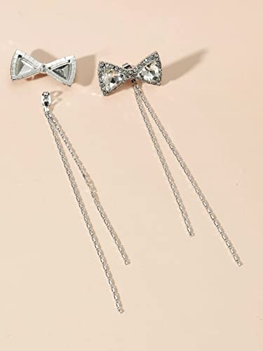 Crystal Bow Long Chain Danglers for Women