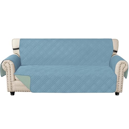 Sofa cover bleu clair et vert pour protéger des poils de chat - 2