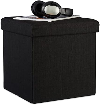 PINPLUS Sitzhocker Mit Stauraum - Faltbarer Würfel 30x30x30 Cm In Leinen-Optik