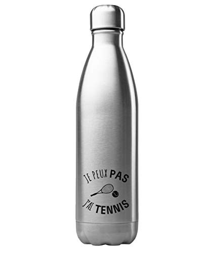 Borraccia termica in acciaio inox, 500 ml, stampata, citazione Je Peux Pas J'Ai Tennis rif. G2744