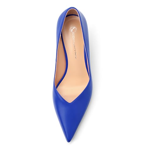 Image of Women Pointed Closed Toe 2.5 Inch Kitten Heel Slip On Pumps | Elegant Comfort Formal Dress Footwear, Versatile Ladies Shoes For Office Wedding Party Evening Daily Occasions