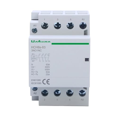Contacteur modulaire HCH8s-63 4P 63A 3NO1NC DC24V pour rail DIN de tableau électrique