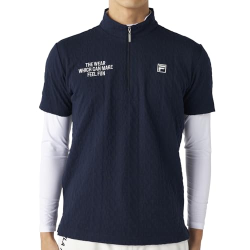 [フィラ] ゴルフ 半袖ハーフジップシャツ＋長袖インナー 2点セット 吸汗速乾 UVカット 785500 メンズ ネイビー
