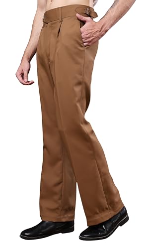 Image of Gurkha Pants for Men | Trouser for Men | Formal Pant | Single Buckle | Bell Bottom Trouser High Waist Pleated Casual Trousers | Flared Bottom Leg Pants for Office Smart Casual Travel Party