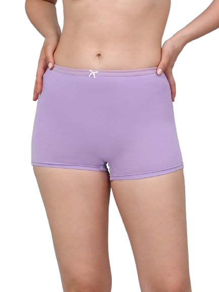 Lavender Boy Shorts Panty for Women – Soft, Stretchable, Full Coverage, Seamless & Comfortable Underwear-image-4