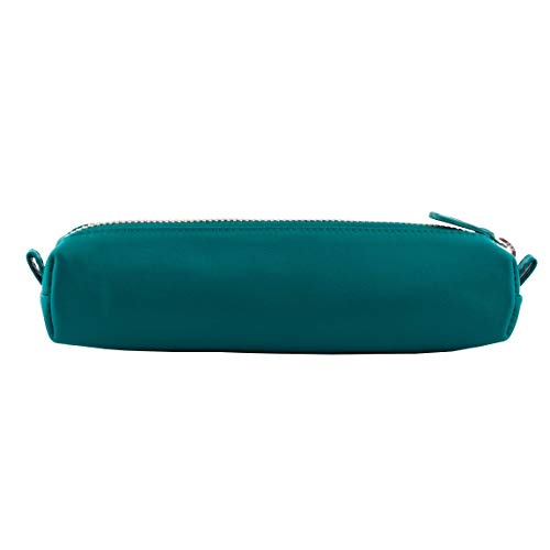Image of DiLoro Leather Zippered Fountain Ballpoint Rollerball Pens and Pencils Case Holder Pouch Genuine Full Grain Soft Nappa Leather (Turquoise Green)