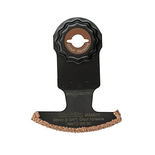Makita E-08604 StarlockMax® Multiherramienta oscilante de metal duro de 2-3/4 pulgadas con lechada de carburo de tungsteno de grano 30 y hoja de sierra segmentada abrasiva