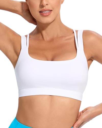 RUNNING GIRL Sports Bra for Women, Criss-Cross Back Padded Strappy Sports Bras Medium Support Yoga Bra with Removable Cups