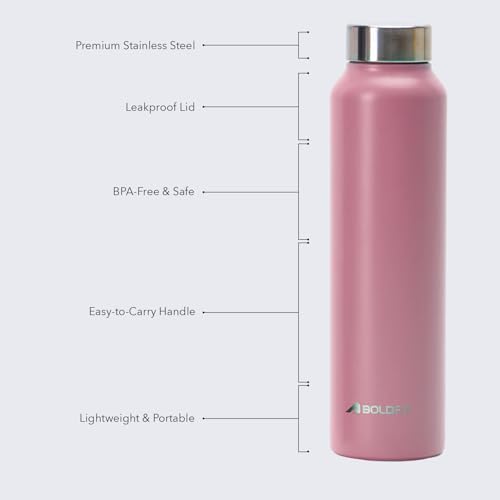 Boldfit Stainless Steel Water Bottle – BPA-Free, Leak-Proof & Rust-Free Metal Bottle with Handle – Lightweight, Food-Grade, Easy to Clean – Ideal for Office, Gym, School, Travel & Fridge Use