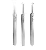 3-teiliges professionelles Edelstahl-Mitesserentferner-Set – Präzisionspickel-Extraktor-Pinzette mit Aufbewahrungsbox, Akne-Entfernungswerkzeuge für Kosmetiker und Hauspflege zu Hause