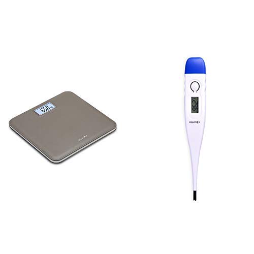 Equinox Personal Weighing Scale-Digital EQ-EB-6171L & Equinox EQ-DT-60 Digital Thermometer (White)