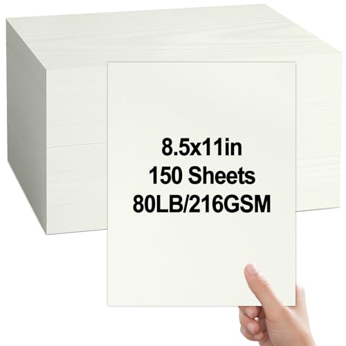 party greeting 150 Sheets Linen Cardstock Paper 8.5 x 11 Linen Textured Cardstock Invitation Card Stock Heavy Weight 80lb Cover Invitation Textured Paper for Printers Arts and Craft Scrapbook(Cream)