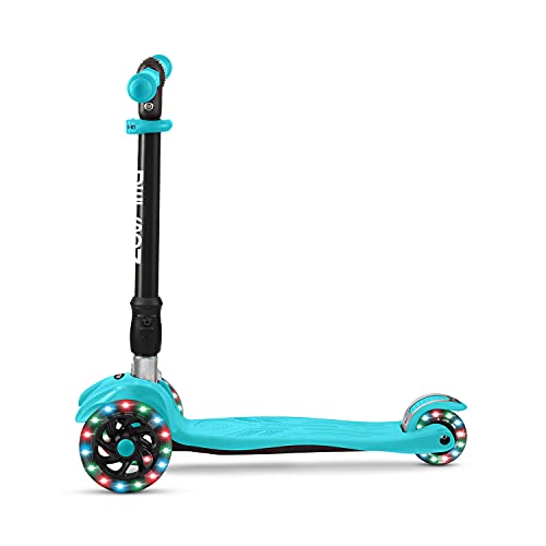 Jetson 3-Wheel Scooters - Twin Kick Scooter (Blue) - Collapsible Portable Kids Three Wheel Push Scooter - Lightweight Folding Design With High Visibility Rgb Light Up Led Wheels #TOP2