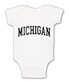 Wild Bobby State of Michigan College Style Black Fashion Baby Creeper Boys Girls Infant Bodysuit, White, 6M