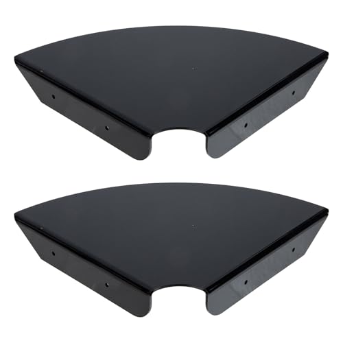 CIMAXIC 2 Estantes Flotantes Acrílicos de Esquina Negros, Soporte para Altavoces y Objetos Pequeños, Estanterías de Pared Multifuncionales para Sala de Estar y Baño, Diseño Moderno