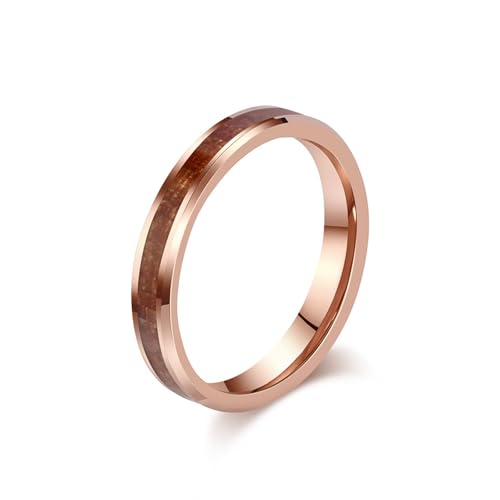 Bague en tungstène 4MM et bois pour un style élégant du bureau aux soirées