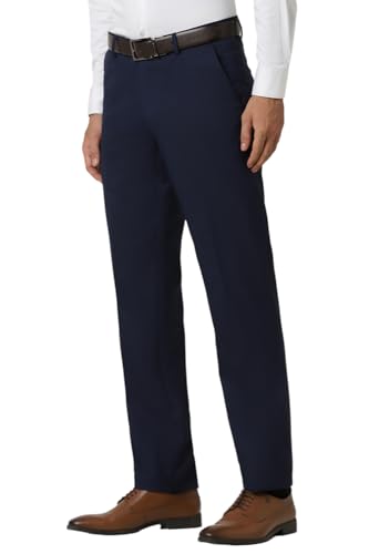 Image of Peter England Men Mid Rise Slim Fit Premium Flat Front Formal Trouser