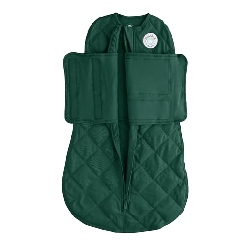 Image of DREAMLAND BABY Weighted Sleep Swaddle Sack, Babies Aged 0-6 Months. 100% Cotton, Evenly Distributed Weight from Shoulders to Toes (Forest)