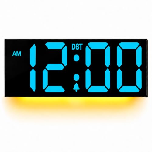 Image of JALL 22.15 inch Large Digital Wall Clock with Big LED Number Display, Blue