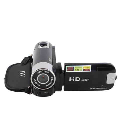 Caméra vidéo 1080P 16MP avec micro externe noir en ABS