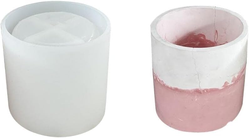 RKPM HOMES Planter Mold I Round Shape Casting Silicone Epoxy Candlestick Mould I Succulent Concrete Vase Resin Molds I for DIY Handmade Jewelry Trinket Makeup Storage Candle Flower Pot Pen Holder (B)