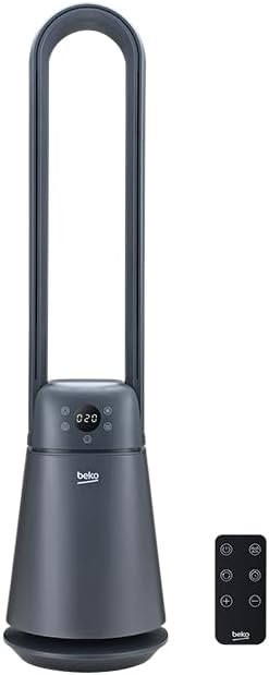 Beko EBA5000B wentylator bezłopatkowy, 37 W, 20 prędkości, wyświetlacz LED, timer 8 h, pilot zdalnego sterowania, czarny
