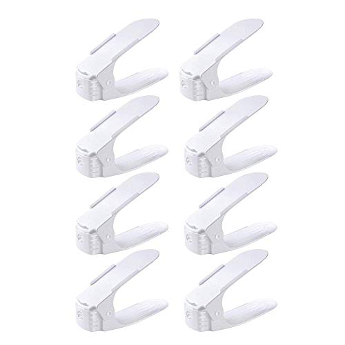 Winbang Ranuras para Zapatos, 8PCS Organizadores de Zapatos Ajustables Ranuras Ahorro de Espacio Porta Zapatos Zapatillas de Zapatos (Blanco)