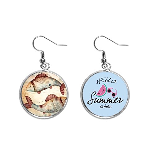 Pendientes de Piscis ligeros para lóbulo con diseño de sandía 1