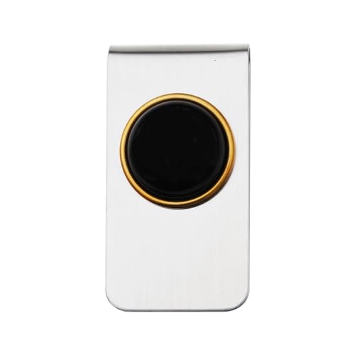 Black Onyx 18mm Round Cabochon Stainless Steel Money Clip New
