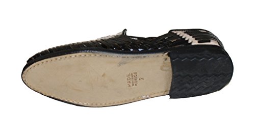 Genuine leather quality handmade mexican huraches sandal Black/White3