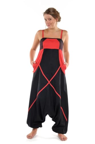 FANTAZIA Sarouel combinaison ethnique femme Neena noire et rouge - Taille S au XXXL Noir