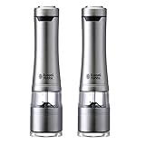 【公式】 Russell Hobbs ラッセルホブス 電動ミル ソルト&ペッパー 2本入り 7922JP 3ヶ月延長保証 黒胡椒 岩塩 片手操作 結婚祝い プレゼント ギフト キッチン家電 シンプル