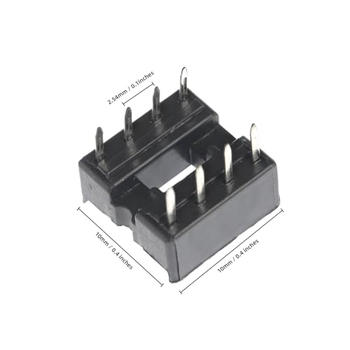 Yetaida 10PCS 8P IC Socket, DIP Integrated Circuit IC Chip Sockets Adaptor 8 Flat Pin Solder Type 2.54mm Pitch Dual Row - Thumbnail 4