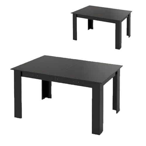 LIFEZEAL Ausziehbarer Esstisch, 158 x 70cm Esszimmertisch für 4-8 Personen, Küchentisch Holz mit großer Platte, Max 110kg, Schwarz