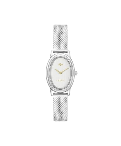Lacoste Parisienne Women's 2H Watch – Oval Case, Fluted Bezel, Quartz Movement, Mesh Bracelet, Chic and Minimalist Design - Gift for Her
