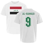SWEET LEMONS Iraq Pride Al-Hamadi 9 Two-Sided Jersey Style Youth Unisex T-Shirt (White, Youth Large)