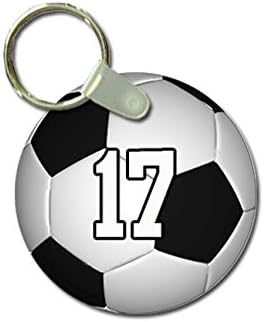 TYD Designs Key Chain Sports Soccer Customizable 2 Inch Metal and Fully Assembled Ring with Any Team Jersey Player Number 17