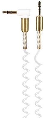 Aux Jack Cable 3.5 mm Jack Plug | Coil | Gold Plated | 1 m 90 Degree Angle White