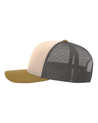 Image of Classic Richardson Trucker Cap - Tri-Tone Mink Beige /Charcoal /Amber Gold