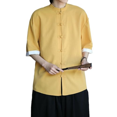 Chemise soie glacée homme anti-plis et respirante coupe ample chinoise