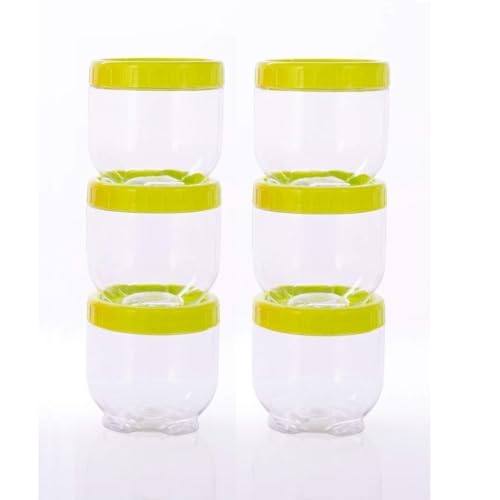 Image of 250ml Transparent Plastic Container & Jar Set for Kitchen Storage Dabba Set for Dry Fruits, Spices, Herbs & Dry Masala |Small Storage Boxes for Hotels, Restaurants, & Cloud Kitchens Set of 6
