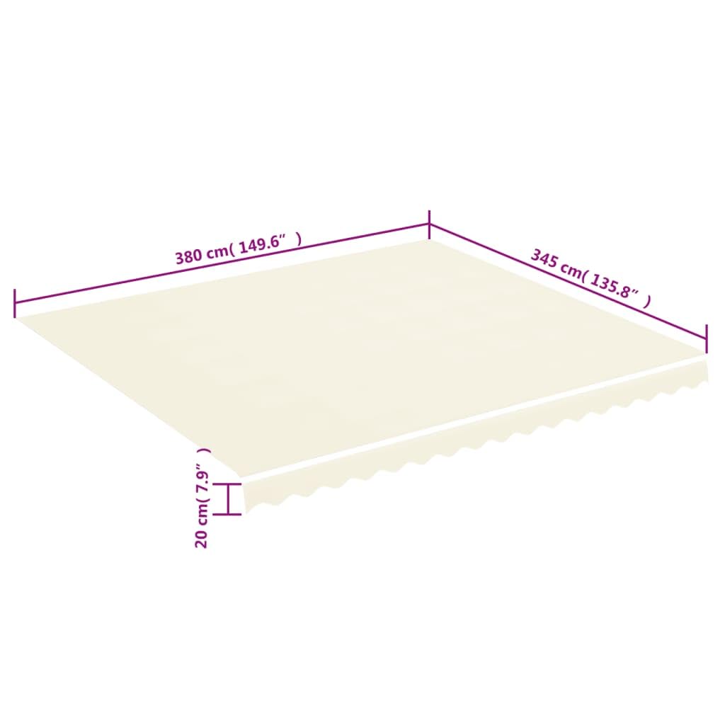 Leasha Toile de Rechange Store Banne avec Lambrequin, Toile Tissu de Remplacement pour Auvent 380x345 cm Crème