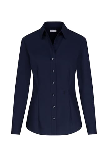 Seidensticker Damen Women Slim Longsleeve Cotton Bluse, Dunkelblau(080613), 40 EU